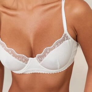 Lounge Ribbed Balcony Bra White 34B
